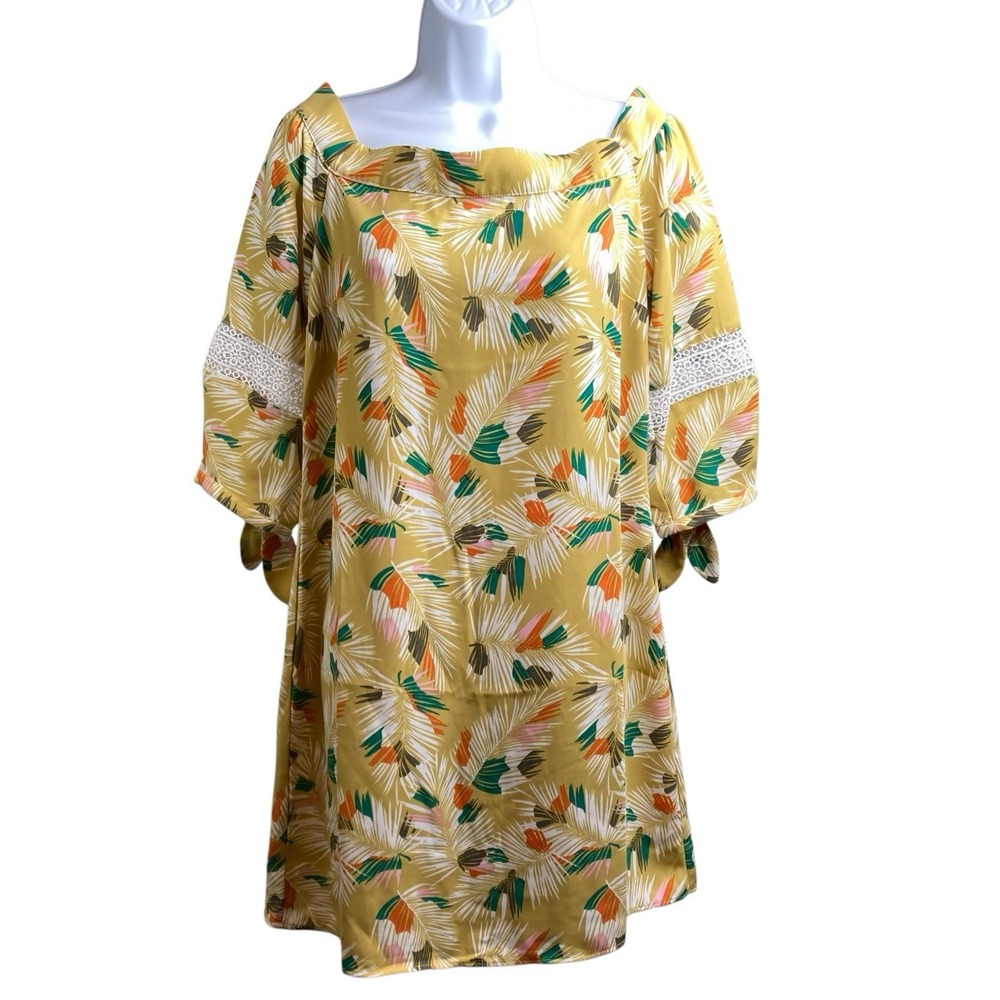 BANANA REPUBLIC Yellow Floral Print Dress Sz 6 Tropical White Lotus Vibes Boho